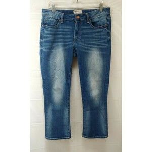 Bke Womens Jeans Sz 29 Harper Cropped Capri Medium Wash Sand Blasted Distressed